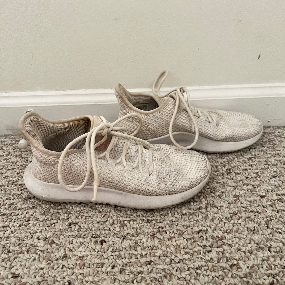 white Adidas tubular shadow sneakers